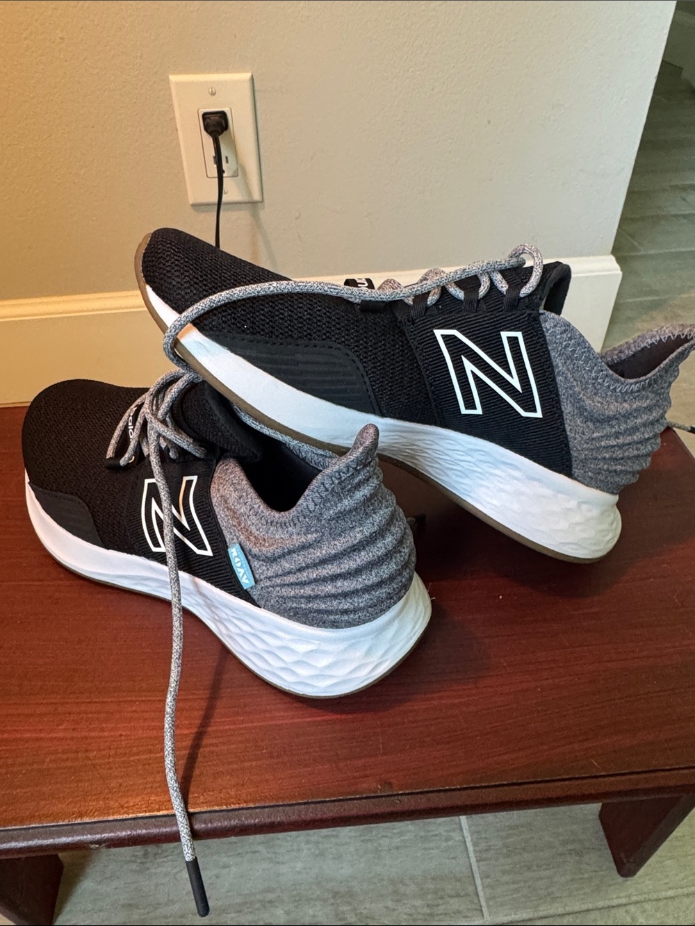 New Balance Black and Gray Knit Trainer Sneakers